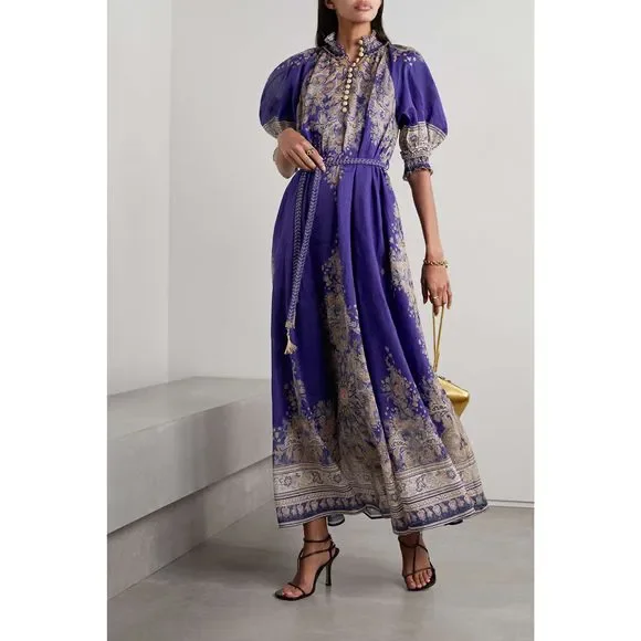 Zimmermann Blue and Gold Maxi Dress - Picture 2 of 11